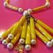 Vintage Crystal Faux Pearl and Yellow Bead Tassel Necklace