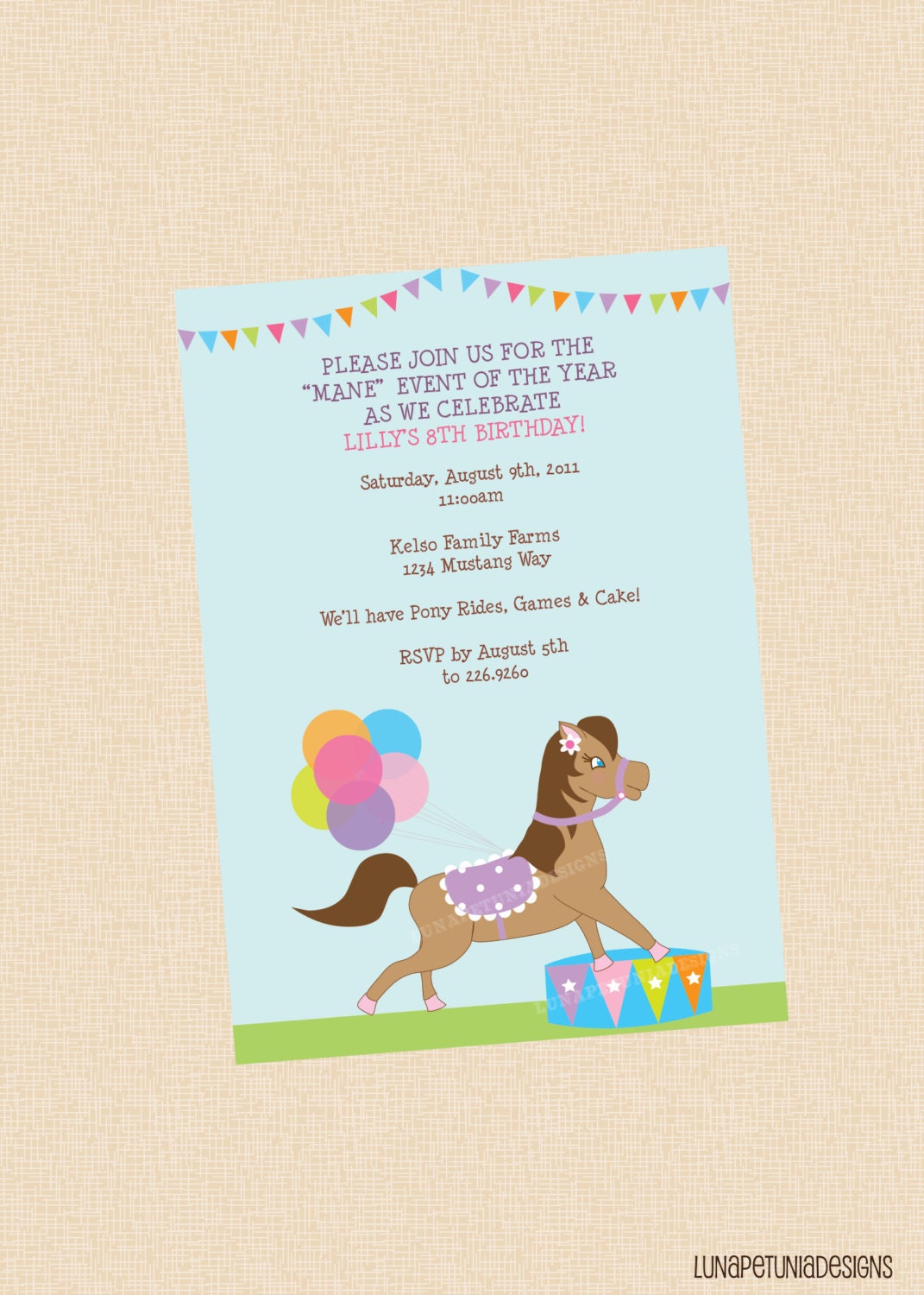 Pony Party Invitations 4