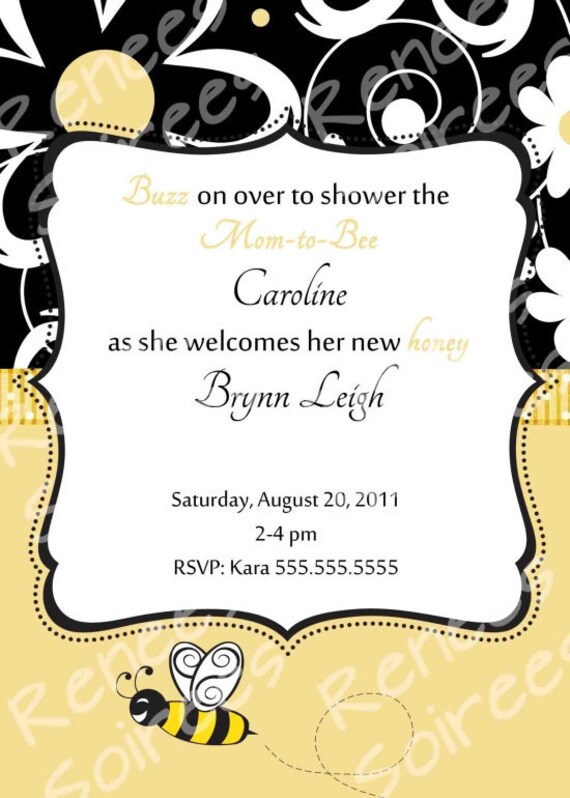 Printable Invitation Bumble Bee Baby SHOWER or BIRTHDAY