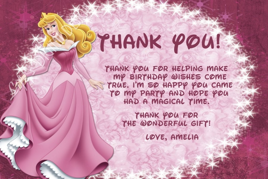 Disney Princess Thank You Card with 7 Princess Options Photo