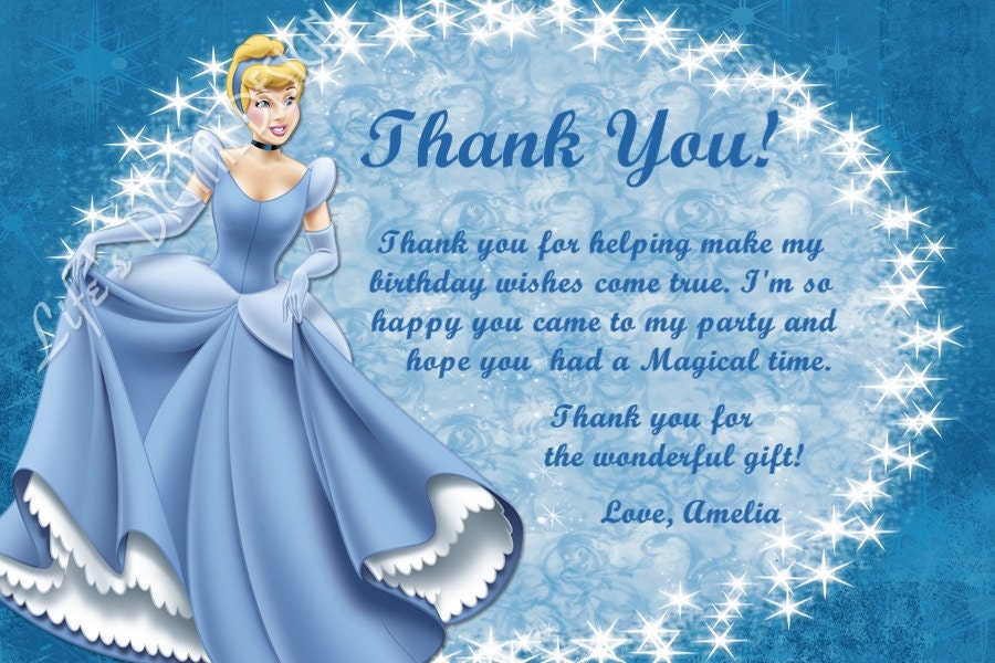 Disney Princess Thank You Card With 7 Princess Options Photo