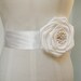 White Rose Bridal Lace Sash Belt - Rustic Wedding - Vintage inspired