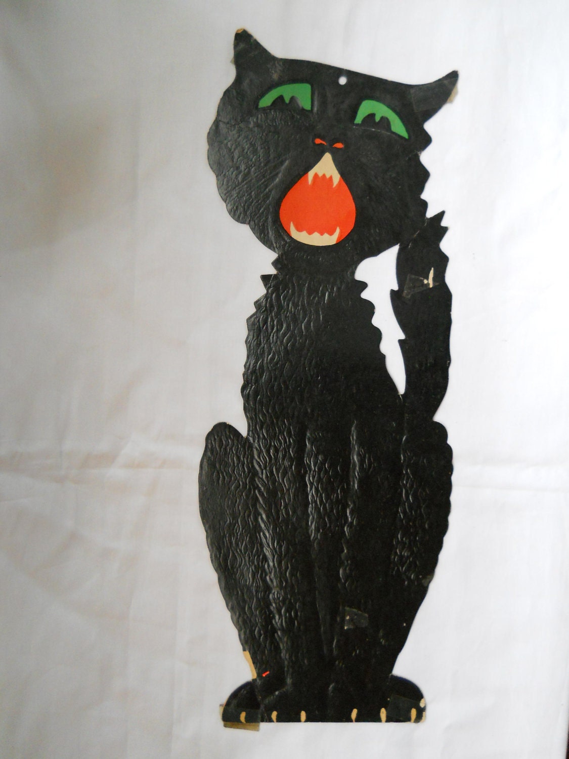 Vintage Black Cat die cut Halloween decoration