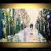ORIGINAL Modern Large Fine art Couple Love -- IMPASTO TEXTURE -- Palette knife Landscape oil Cityscape Painting by IraSher