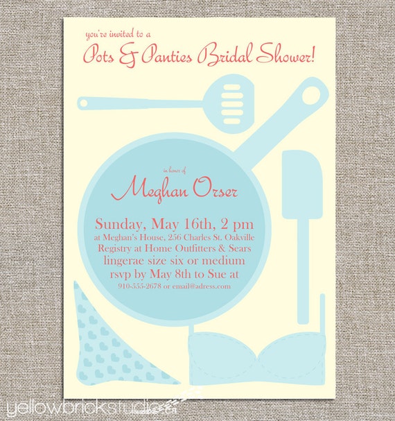 pots and panties bridal shower invitation by yellowbrickstudio