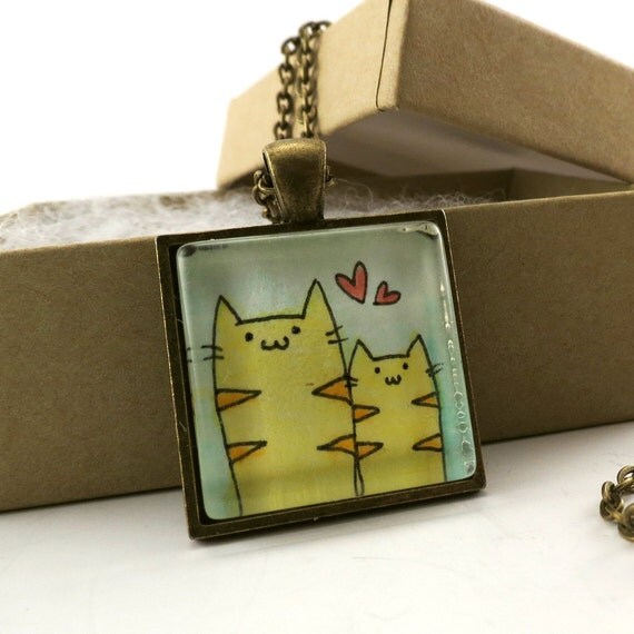 Mom And Baby Cat Necklace Gifts For Mom Mother's by cellsdividing