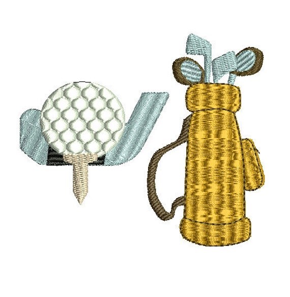 golf club and ball golf bag 2 designs machine embroidery