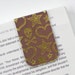 Magnetic Bookmark, Laminated, Skull and Crossbones, Brown Bookmark, Metallic Gold