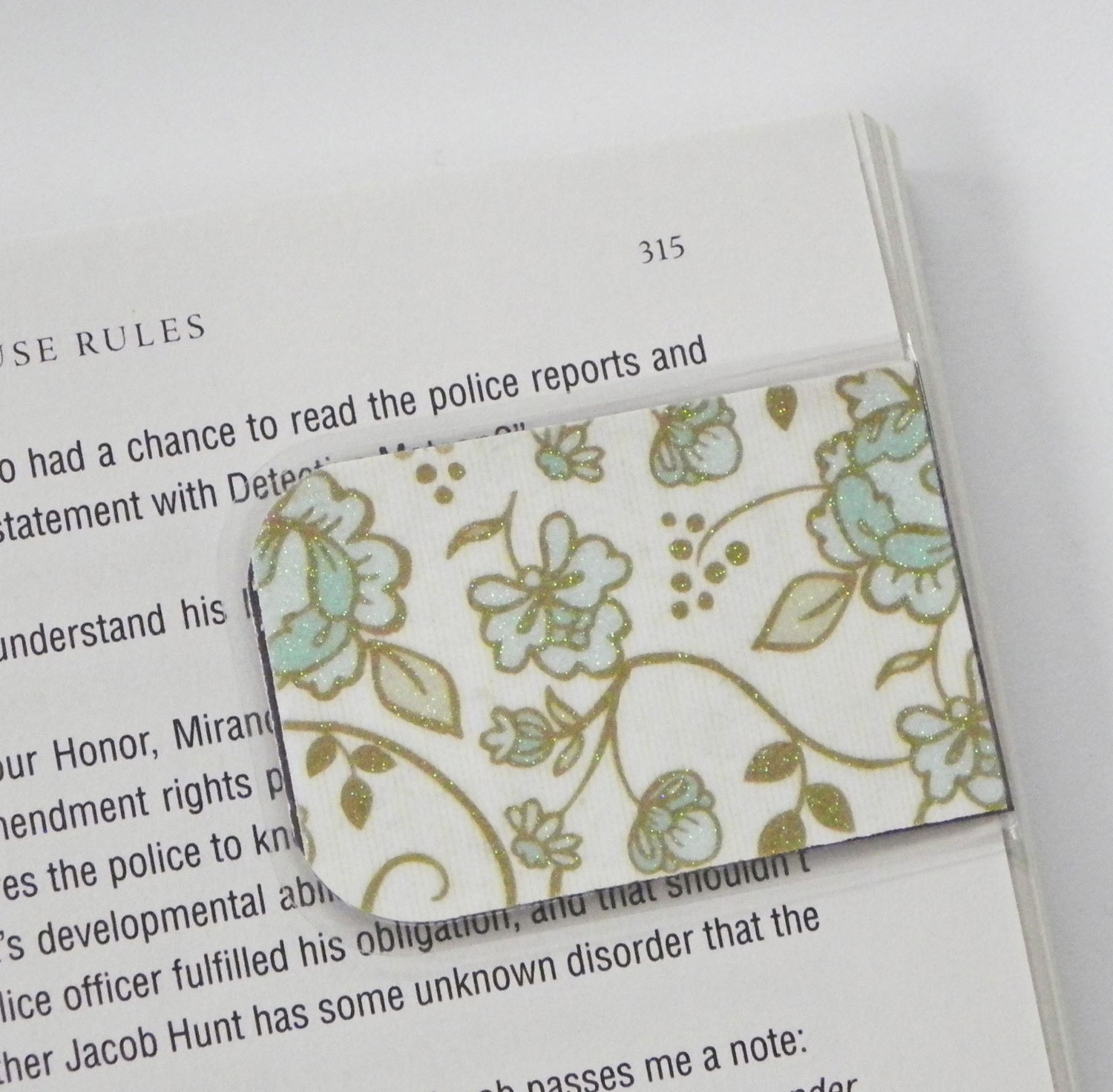 Bookmark Laminated Glittery Flowers by PurelyChicDesigns