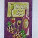 Wine Postcard Wine Grapes, Bottle, Glasses Applique Fabric