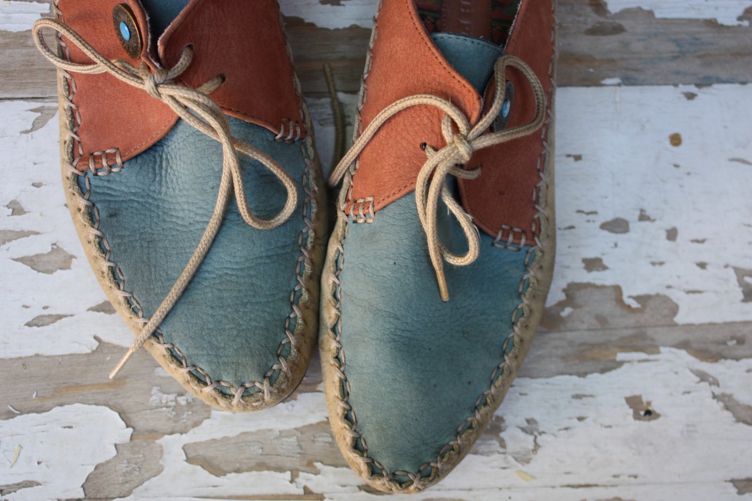 Vintage 1980's Hush Puppies Leather Moccasins Oxford Style