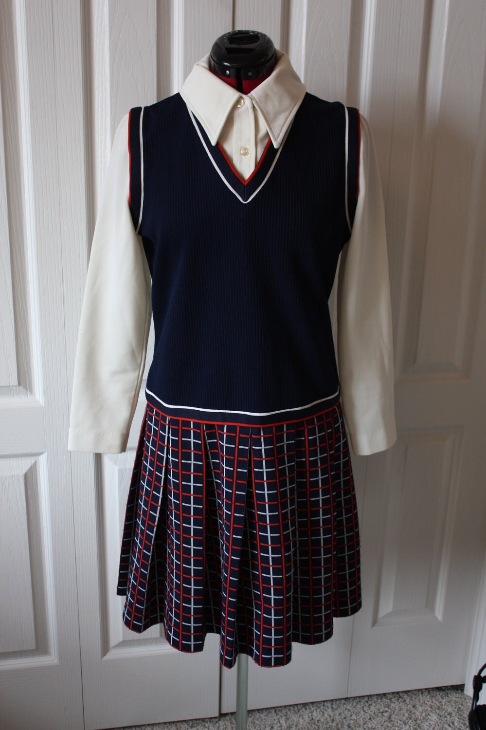 Vintage 1950's 60's School Girl Uniform Dress and