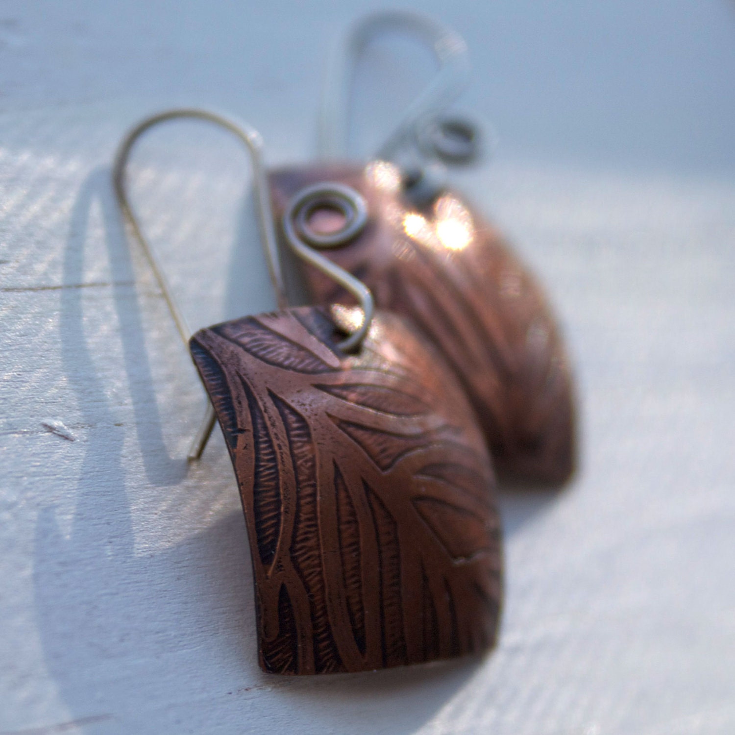 Etched Copper Earrings
