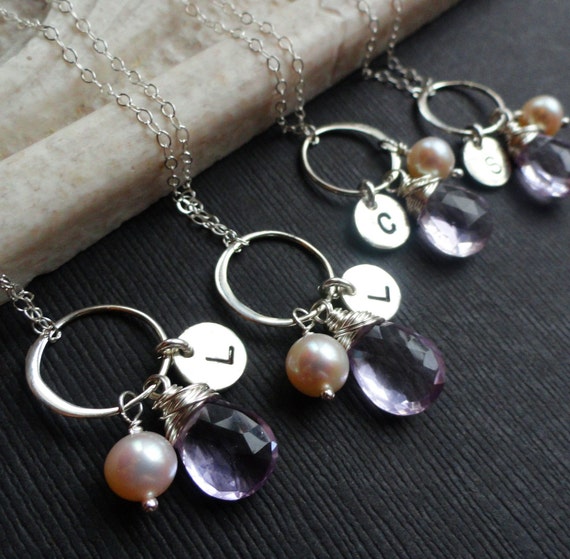 Items similar to BRIDAL Jewelry Gift Set, Seven Personalized Necklaces