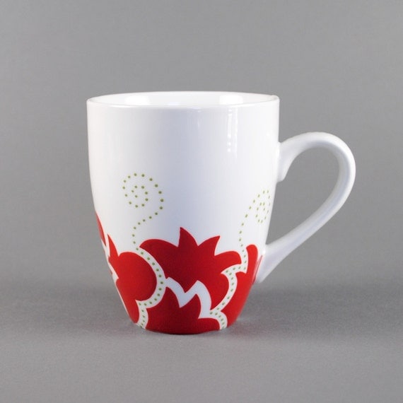 Items similar to handpainted coffee mug - red on Etsy