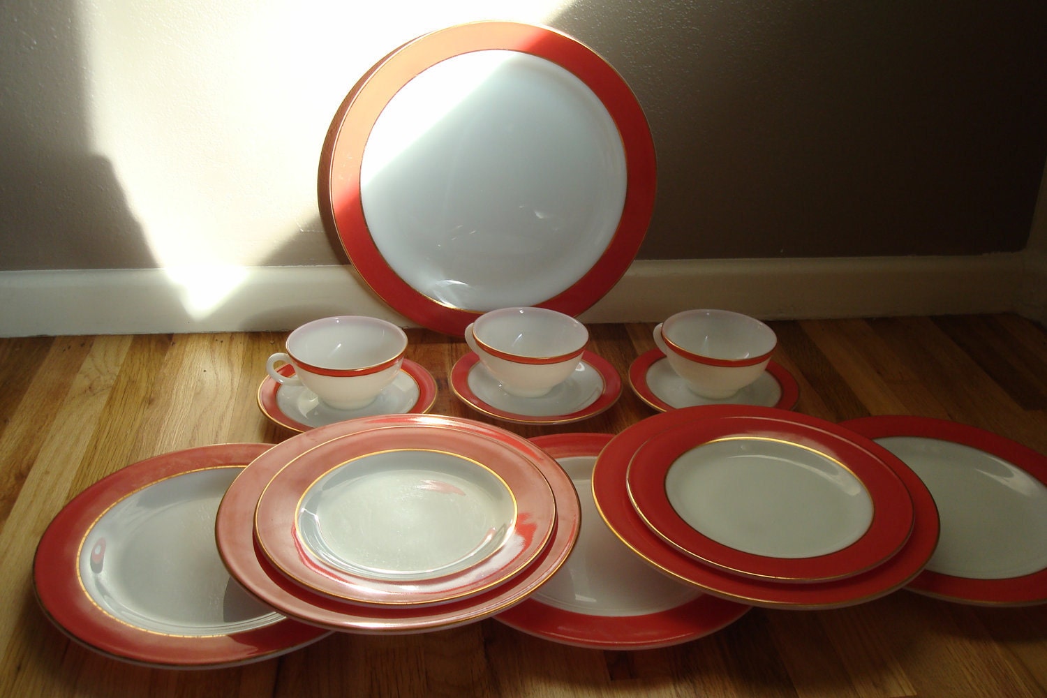 Pyrex Flamingo Pink Dishes Plates Cups and Saucers