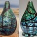 Earthy Green and Blue Flattened Teardrop Vase (large)
