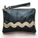 Black Leather Clutch with Metallic Gold. ECO Leather