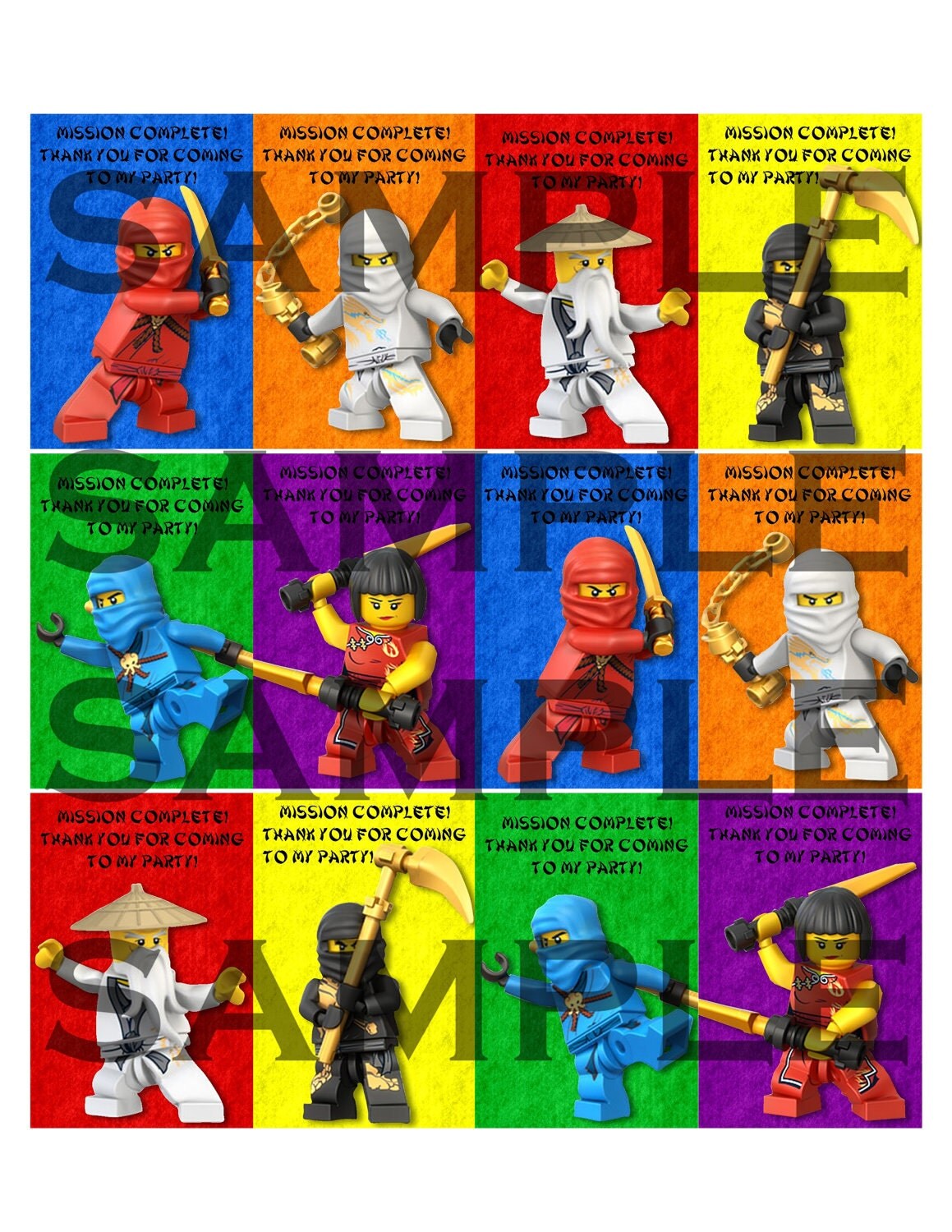 Ninjago Party Favor Tags Digital File by Cre8iveRaesDesigns