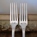 Hand Stamped Vintage Silver Plate Fork Set for Bride and Groom - I Do - Me Too