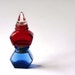 Cobalt and ruby glass bottles, vintage inkwells with stoppers