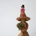 Mexican Straw dolls duo, ladies with hats, Mama doll and baby doll