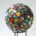 mosaic ball, broken china (picassiette) garden sculpture