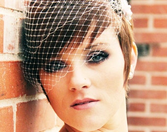 FREE USA SHIPPNIG, Wedding Veil, Bandeau Birdcage Veil, Russian Veil, Bird Cage Veil - Made to Order - Many Colors Available, Quick Shipper