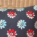 SALE - Red, White & Blue Floral Pillow Cover, 16" square
