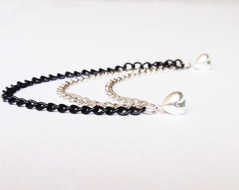 Heart Triple Chain Double Pierce Cartilage Earring (Single-Side)