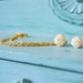 Cream Rose Bud Gold Double Chain Ear Cuff (Pair)
