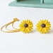 Yellow Sunflower Triple Gold Chain Cuff Earrings (Pair)