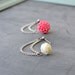 Cream Blooming Rose and Pretty in Pink Mum Double Pierce Cartilage Earring (Set of 2)