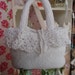 Hand Crocheted White Small Purse with Lace