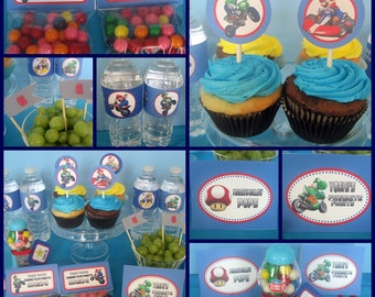 Super Mario Kart Collection Wii Party Circles Cupcake Toppers Favors 