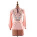 Vintage 1960s Baby Doll Pink FLORAL Embroidery Dolly Sweater S