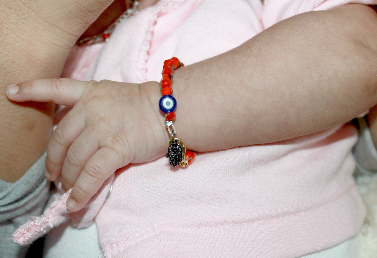 Baby Protection Bracelet with Evil eye Luck Newborn by IsesJewelry