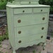Chic and Shabby Cottage Green Tall Dresser / Chest of Drawers