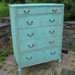 Chic and Shabby Beachy Aqua Tall Dresser / Chest of Drawers