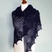 Midnight Blue Dream hand knitted triangular shawl, luxurious 100% Baby Alpaca lace shawl, Navy Blue / READY TO SHIP /