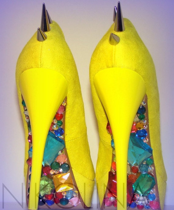 Bright Yellow Patent Leather Pumps with by sparklingeverafter