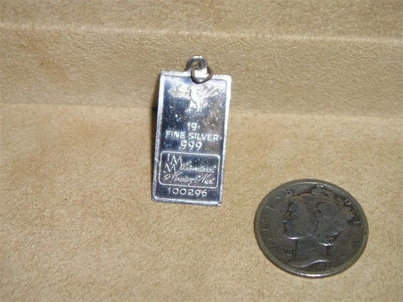 Vintage Silver 1 Gram .999 Bar With Eagle From by drjewelsvern