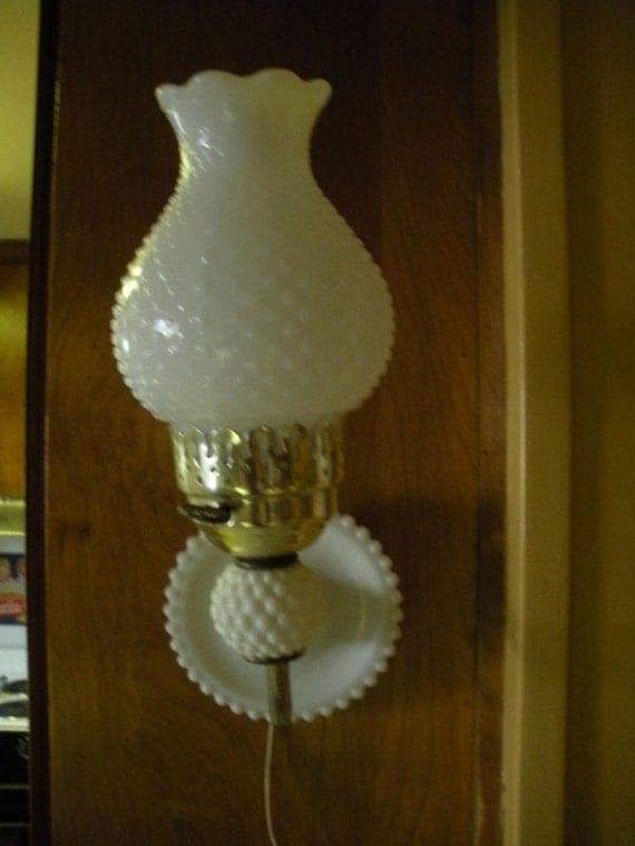 glass Milk Hobnail milk by vintage lamps Glass wall Wall Mount Lamp homeintheoaks Antique