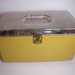 Vintage Mustard Yellow Sewing Box Full Of Sewing Notions