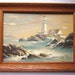 Vintage Paint by Number of LIGHTHOUSE, Seascape, Seagull 10" x 14" Complete In 13" x 17" Wood Frame