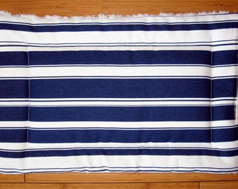 Dog Crate Mat, Pad, Cushion, XS 12"x18", Navy and Cream Nautical Stripe