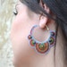 Multicolor Seed Bead Hoop Earrings with Picasso Jasper Stone Beads