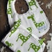Chenille Baby Bib & Burp Set - Gender Neutral - Lime Green Giraffes