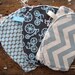 Baby Boy Burp Cloths - Set of 3 - Full Moon Slate, Bicycle Haze and Vintage Blue Chevron