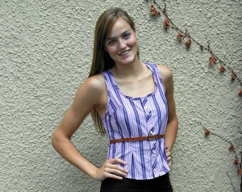 Sample Sale Purple Sriped Tank Sustainably Made Size 6 to 8